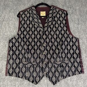 WahMaker Western Frontier Button Vest Stripe Geometric USA Vintage Men's L